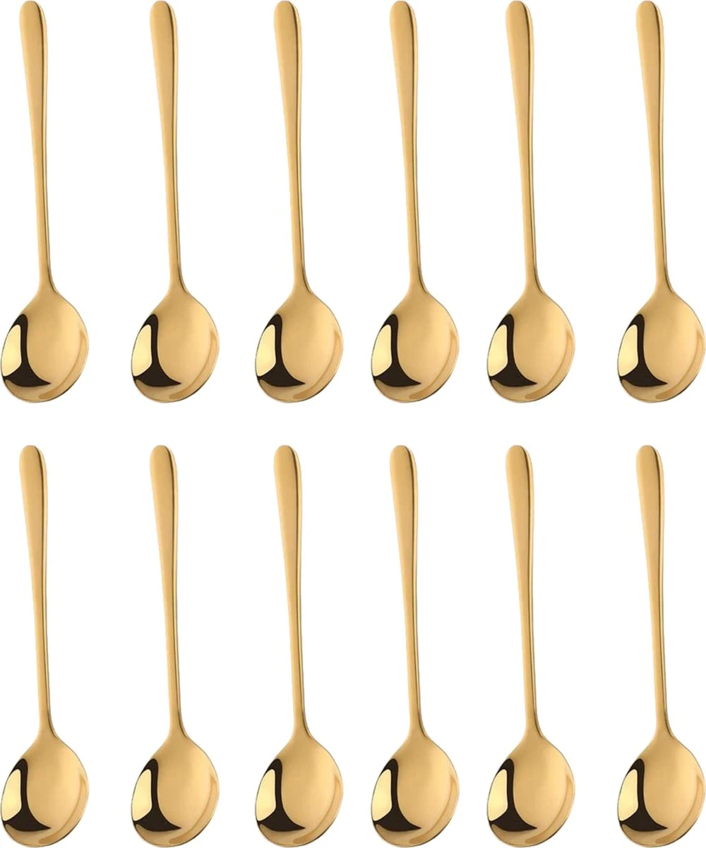 House Of Husk® Koffielepel Set - Theelepel - Koffielepeltjes - Espresso Lepeltjes - RVS - 12cm - 12 Stuks - Goud 1 House Of Husk® Koffielepel Set - Theelepel - Koffielepeltjes - Espresso Lepeltjes - RVS - 12cm - 12 Stuks - Goud