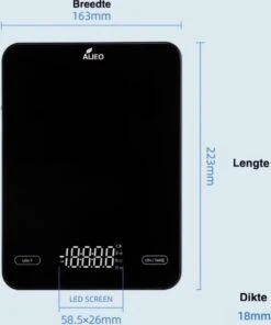 ALJEO Oplaadbare Digitale Precisie Keukenweegschaal - 1g Tot 10kg - Weegschaal Keuken - Tarra Functie - Incl Oplader - Gehard Glas - Zwart -Merkloos Verkoopwinkel 1003x1200