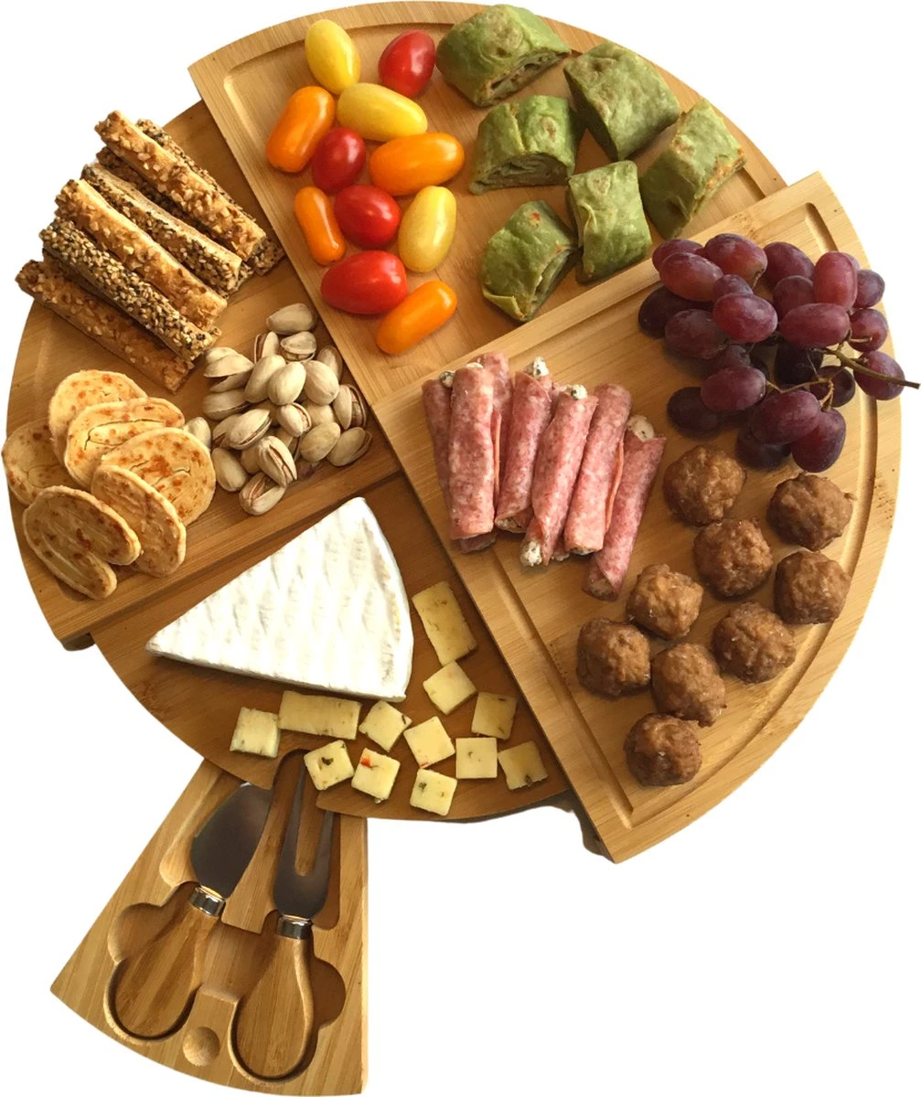 Jarif - Borrelplank - Tapasplank - Kaasplank - Serveerplank - Uitschuifbaar - Bamboe - Met Rvs Mesjes - 36 Cm 1 Jarif - Borrelplank - Tapasplank - Kaasplank - Serveerplank - Uitschuifbaar - Bamboe - Met Rvs Mesjes - 36 Cm