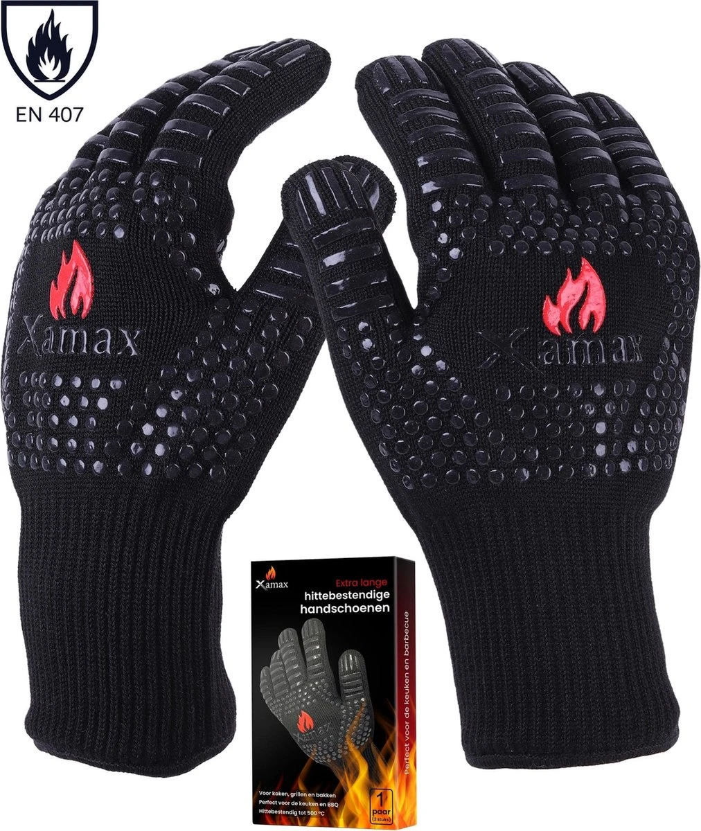 Xamax BBQ Handschoenen - Ovenwanten - Hittebestendige Handschoen - Bbq Accessoires - Tot 500°C - Ovenhandschoenen - 2 Stuks 1 Xamax BBQ Handschoenen - Ovenwanten - Hittebestendige Handschoen - Bbq Accessoires - Tot 500°C - Ovenhandschoenen - 2 Stuks
