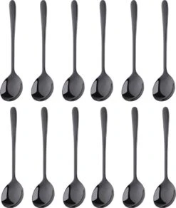 House Of Husk® Koffielepel Set - Theelepel - Koffielepeltjes - Espresso Lepeltjes - RVS - 12cm - 12 Stuks - Zwart