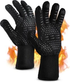 BBQ Handschoenen & Ovenwanten - BBQ Accesoires - Ovenhandschoenen Tot 500°C – Voorkomt Brandwonden Door Extra Lange Armbescherming - Zwart