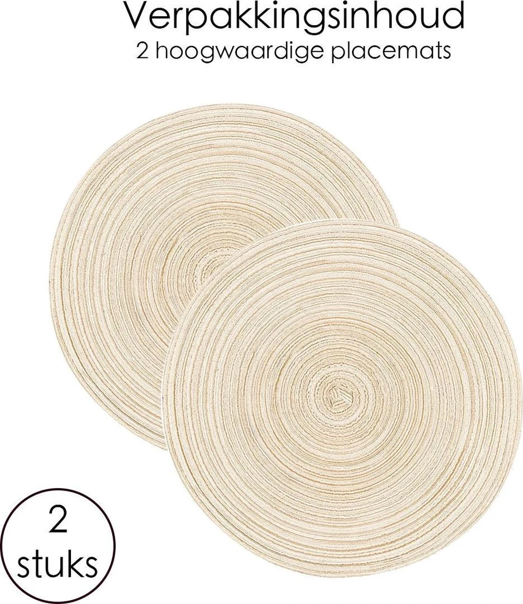 Merkloos Placemat - 2 Stuks - Placemat Rond - Placemats Rond Gevlochten - Tafelonderzetter - Tafel Onderleggers - Onderleggers Placemat - Placemat 30 Cm 2 Merkloos Placemat - 2 Stuks - Placemat Rond - Placemats Rond Gevlochten - Tafelonderzetter - Tafel Onderleggers - Onderleggers Placemat - Placemat 30 Cm - Afbeelding 2