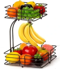 SensaHome - Fruitmand Met Bananenhouder - Vierkant 2-Laags Zwart - Fruitschaal - Etagere - Metaal - Industrial - Modern -Merkloos Verkoopwinkel 1046x1200 3