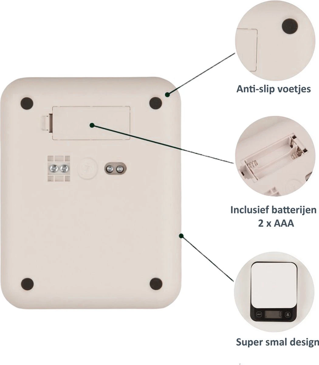 Keukenweegschaal Digitaal - Precisie Keuken Weegschaal - Tot 5 KG 7 Keukenweegschaal Digitaal - Precisie Keuken Weegschaal - Tot 5 KG - Afbeelding 7
