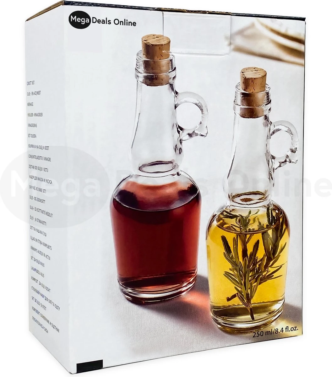 Merkloos Olie- & Azijnstel MDO - Olie- & Azijnset - Oliefles - Olieflessen - Olijfolie Fles - Incl. Kurk - 250ml - Glas 4 Merkloos Olie- & Azijnstel MDO - Olie- & Azijnset - Oliefles - Olieflessen - Olijfolie Fles - Incl. Kurk - 250ml - Glas - Afbeelding 4