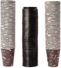 Koffiebekers To Go - 80 Bedrukte Kartonnen Wegwerp Koffiebeker - Koffiekopjes - Koffiebeker - Koffiemokken - Met Deksels En Roerstaafjes - Warme En Koude Dranken - 350ml -Merkloos Verkoopwinkel 1070x1200 7