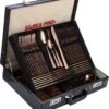 Swiss Pro+ Bestekset In Koffer-72 Delig-12 Persoons-Zwitsers Kwaliteit-Complete Set-100% Roestvrijstaal-Rose Gold 24k-Rose Goud 24K