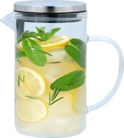 Alpina Karaf Met Deksel 1 Liter Glas/rvs Transparant/zilver