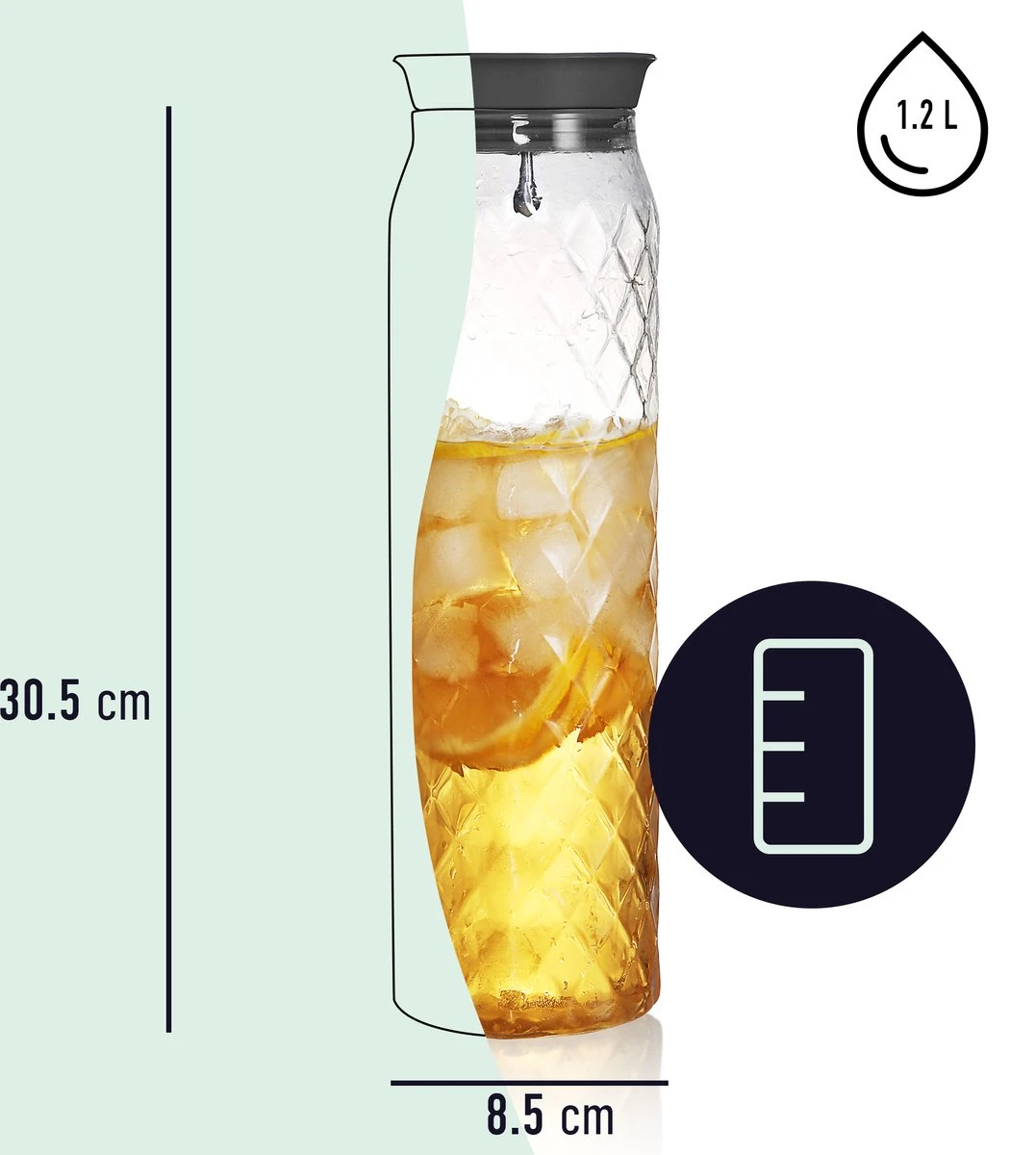 Waterkaraf 1.2L - Schenkkan Uit Glas - Waterkan Met Filter En Deksel 4 Waterkaraf 1.2L - Schenkkan Uit Glas - Waterkan Met Filter En Deksel - Afbeelding 4