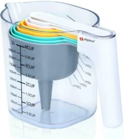 Alpina Maatbeker Set 9-delig Tot 1 Liter (Inclusief Trechter En Roerstaaf) - Measuring Cups & Spoons - Stapelbaar - Modern Design -Merkloos Verkoopwinkel 1082x1200 1