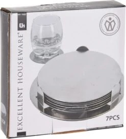 Excellent Houseware 12x Onderzetters Zilver RVS Met Houder 8,5 Cm Voor Glazen -Merkloos Verkoopwinkel 1085x1200