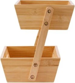 Merkloos Decopatent® 2 Laags Dubbele Fruitschaal - Bamboe Hout - Staande Fruitmand Etagere - Afm: 32 X 19.5 X 23 Cm. -Merkloos Verkoopwinkel 1086x1200 2
