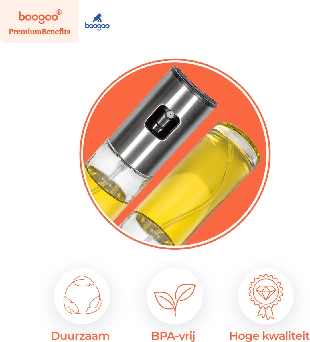BooGoo® - Olijfolie Sprayer Deluxe - Olijfolie Fles Verstuiver Voor Keuken - Cooking Spray - Oliespray - Bbq Accesoires - Oliefles - Bakspray 11 BooGoo® - Olijfolie Sprayer Deluxe - Olijfolie Fles Verstuiver Voor Keuken - Cooking Spray - Oliespray - Bbq Accesoires - Oliefles - Bakspray - Afbeelding 11