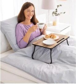 Dienblad - Uitklapbare Pootjes - Zwart Metaal - Ontbijt Op Bed - MDF - 52x30x22 Cm -Merkloos Verkoopwinkel 1088x1200 5
