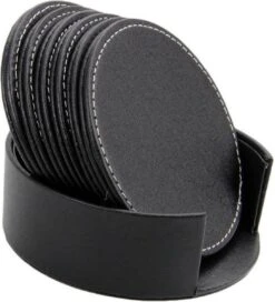 8 Leren Onderzetters Voor Glazen Met Houder – Glasonderzetter Voor Op Tafel – Waterbestendig – 8 Stuks – Anti Klevend Materiaal -Merkloos Verkoopwinkel 1090x1200 3