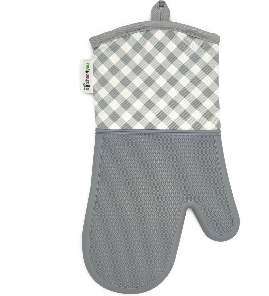 Kitchen4you Ovenwanten - Hoge Kwaliteit - Ovenhandschoenen - Grijs - Siliconen - Katoen 2 Kitchen4you Ovenwanten - Hoge Kwaliteit - Ovenhandschoenen - Grijs - Siliconen - Katoen - Afbeelding 2