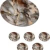 Onderzetters Voor Glazen - Rond - Grijs - Goud - Marmer - 10x10 Cm - Glasonderzetters - 6 Stuks