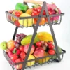 Clear Living - Fruitschaal Large - Fruitmand - Fruitschaal Zwart - Fruitschaal Metaal - Fruitschaal 2 Lagen - Zwart - Large