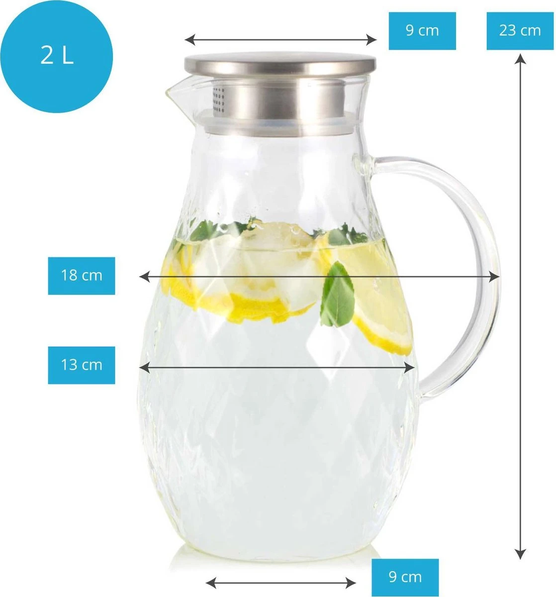 JCPKitchen Waterkan Met Filter - 2L - Glas 7 JCPKitchen Waterkan Met Filter - 2L - Glas - Afbeelding 7