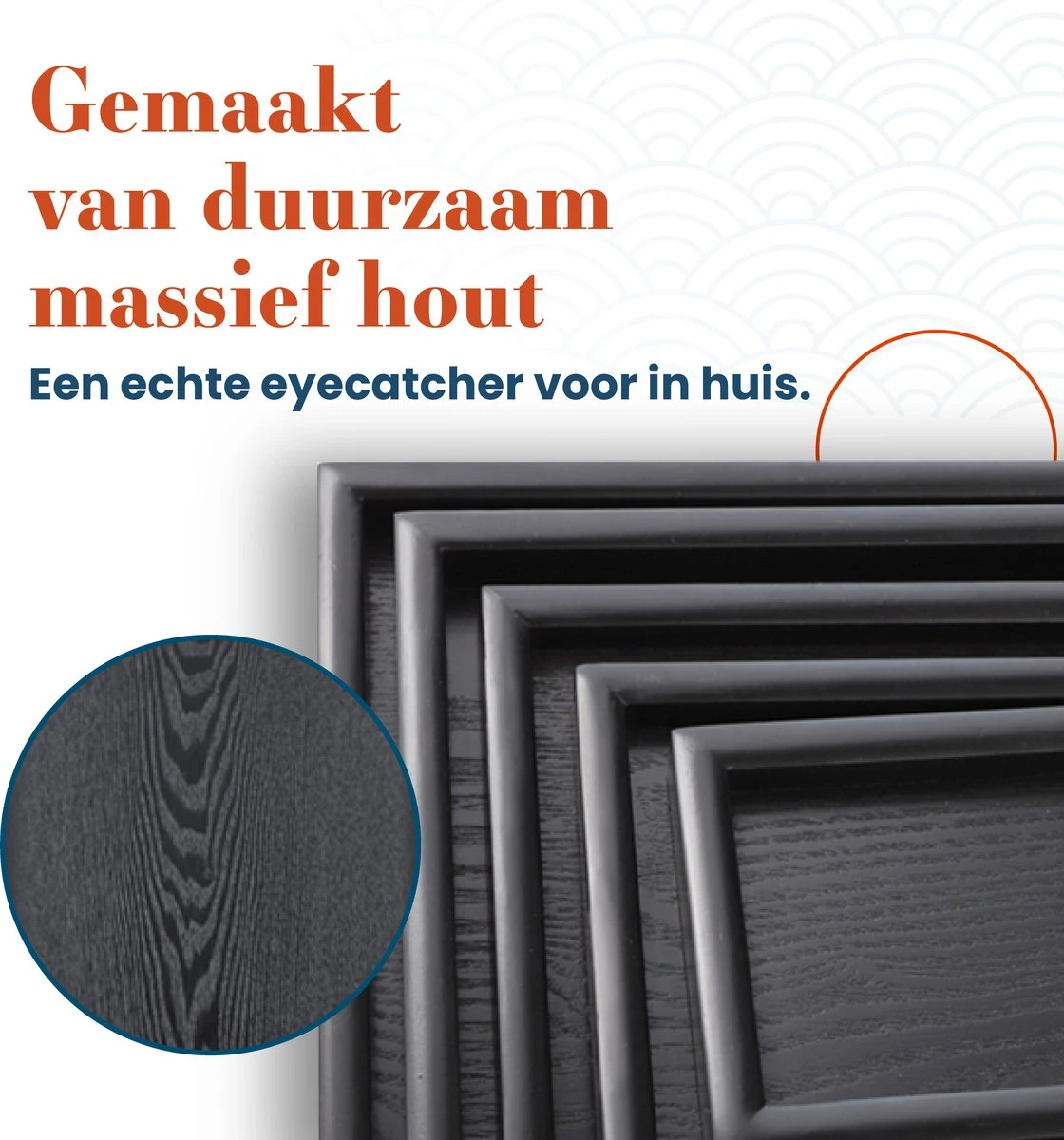 MIRO Houten Dienblad Vierkant - Decoratieve Dienbladen - Serveerblad - Sierblad - 30 X 30 CM - Zwart 5 MIRO Houten Dienblad Vierkant - Decoratieve Dienbladen - Serveerblad - Sierblad - 30 X 30 CM - Zwart - Afbeelding 5