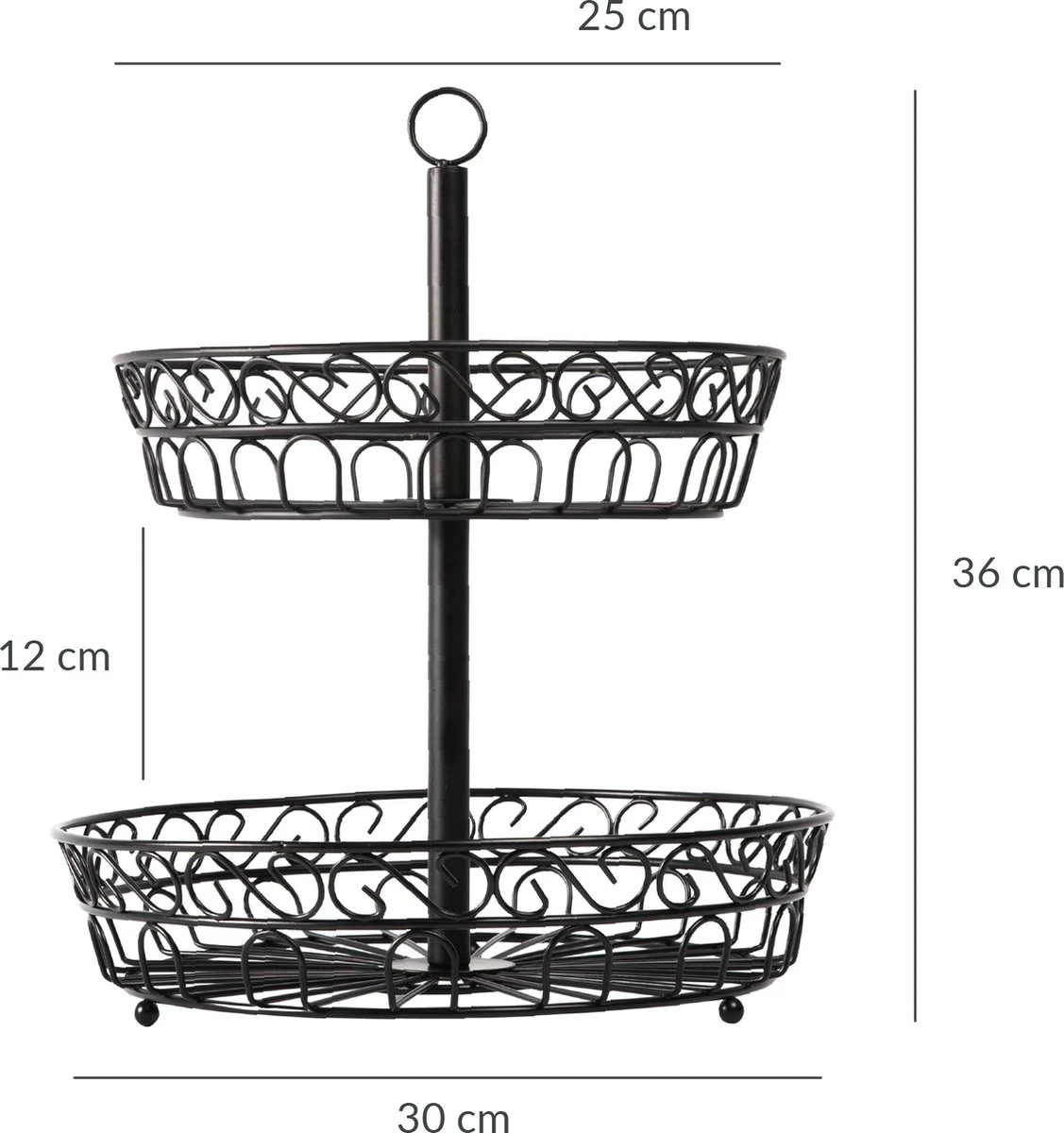 Chefarone Fruit Etagère 2 Laags - Fruitmand - Fruitschaal - Groentemand - Opberger - Metaal - Zwart 2 Chefarone Fruit Etagère 2 Laags - Fruitmand - Fruitschaal - Groentemand - Opberger - Metaal - Zwart - Afbeelding 2