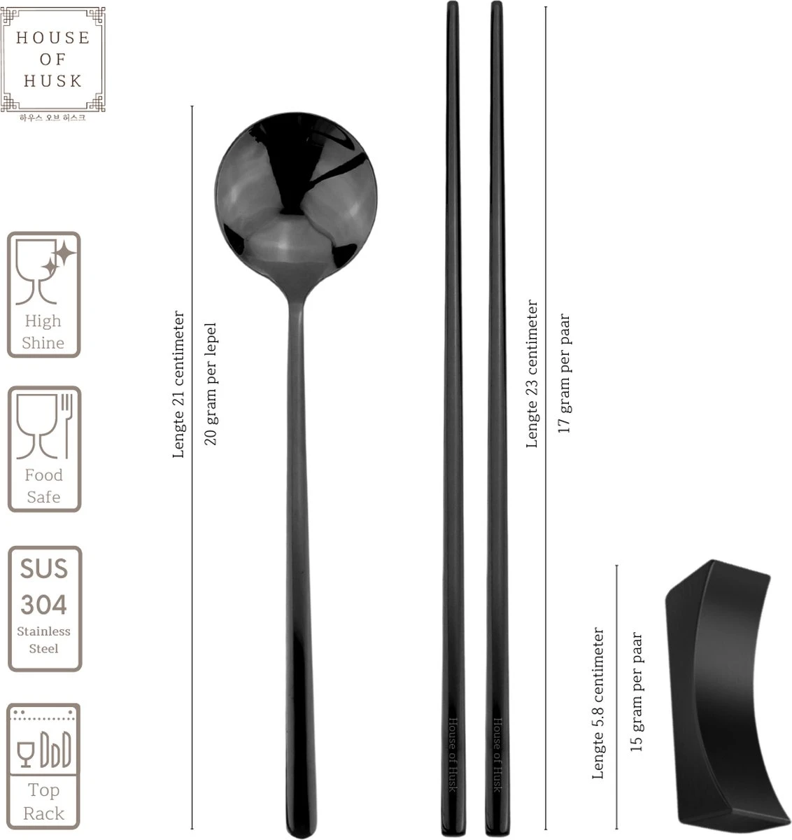 House Of Husk 1 Persoons Chopstick Set - 1 Paar Metalen Koreaanse Eetstokjes - Inclusief Eetlepel En Houder - RVS - Metaal - Eetstokjes - Koreaans - Vaatwasserbestendig - Sushi Chopsticks - Noodles - Zwart 2 House Of Husk 1 Persoons Chopstick Set - 1 Paar Metalen Koreaanse Eetstokjes - Inclusief Eetlepel En Houder - RVS - Metaal - Eetstokjes - Koreaans - Vaatwasserbestendig - Sushi Chopsticks - Noodles - Zwart - Afbeelding 2