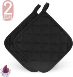 TAVAS Mooi Zwart Pannenlappen 2 Stuks Hittebestendige Pannenlapset Katoen, Thermolite Tot 220°C
