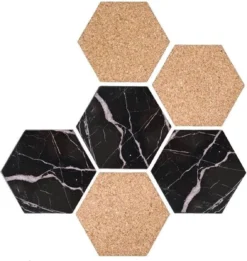 Onderzetters Hardboard Kurk Zwart Marmer | Luxe Hexagon Onderzetters Marmer | Marmeren Onderleggers Voor Glazen - Cadeau - Cadeaustrik -Merkloos Verkoopwinkel 1134x1200 4