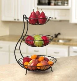 Fruitschaal - Etagere 3 Laags – Fruitmand Metaal - Schaal Decoratie - Voor Fruit / Groente / Snacks / Brood – RVS - 48 X 33 X 33 Cm -Merkloos Verkoopwinkel 1134x1200 5
