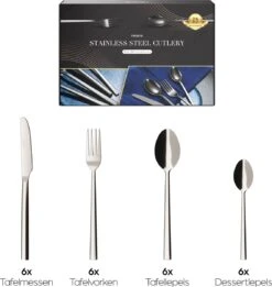 Nevana Bestekset - 24 Delig - 18/10 Edelstaal - Bestek - Lepels, Messen, Vorken -Merkloos Verkoopwinkel 1137x1200 1