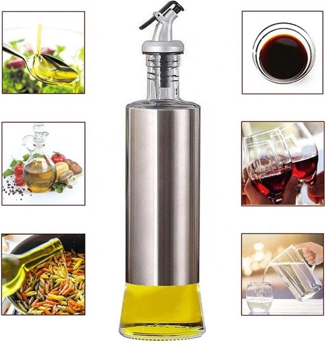 Waterval RVS Olijfoliefles Set Deluxe 500ML - Olieflessen Met Schenktuit – 3 Olijfolie Flessen - Olie Fles Glas - Cadeautip 10 Waterval RVS Olijfoliefles Set Deluxe 500ML - Olieflessen Met Schenktuit – 3 Olijfolie Flessen - Olie Fles Glas - Cadeautip - Afbeelding 10