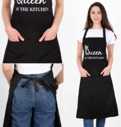 Merkloos Royal Keukenschort Zwart | 60x80 Cm | Queen Of The Kitchen | Kookschort Met Zakken | Keukenschort Dames | Keukenschort Voor Vrouwen | Cadeutje- Kado | Kook- BBQ -Merkloos Verkoopwinkel 1140x1200 3