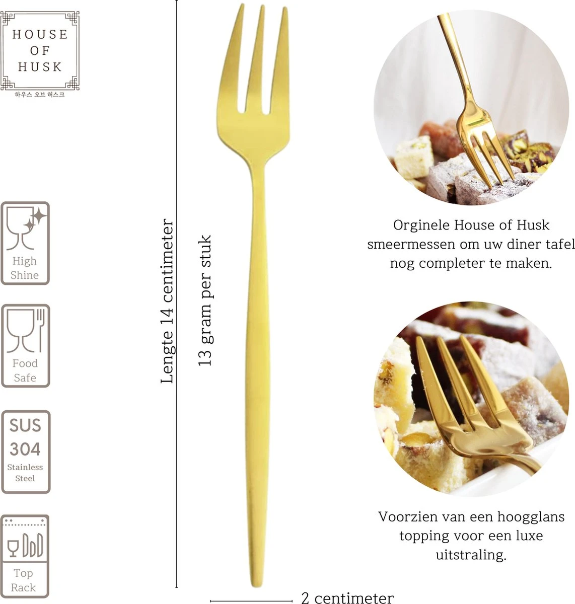 House Of Husk® Gouden Gebaksvorkjes - Dessertvorken - Taartvorkjes - Cocktailvorken - Klein Vorkjes - 12 Stuks - RVS - 14cm 2 House Of Husk® Gouden Gebaksvorkjes - Dessertvorken - Taartvorkjes - Cocktailvorken - Klein Vorkjes - 12 Stuks - RVS - 14cm - Afbeelding 2