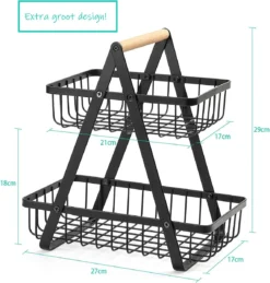 Fruitmand - Fruitschaal – Keuken Bureau Organizers – Aardappelbak - RVS Metaal - Zwart -Merkloos Verkoopwinkel 1143x1200 5