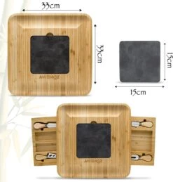 AWEMOZ Borrelplank Hout - Tapasplank Uitschuifbaar- Serveerplank Hout - Kaasplank Met Kaasmesjes - Bamboe Hout - Keramische Plaat -Merkloos Verkoopwinkel 1146x1200 1