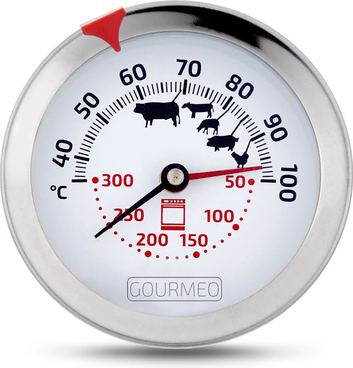 GOURMEO® 2-in-1 Vleesthermometer (vlees En Oventemperatuur) Van Roestvrij Staal Met Gaarpuntweergave, Braadthermometer, Grillthermometer, Oventhermometer 1 GOURMEO® 2-in-1 Vleesthermometer (vlees En Oventemperatuur) Van Roestvrij Staal Met Gaarpuntweergave, Braadthermometer, Grillthermometer, Oventhermometer