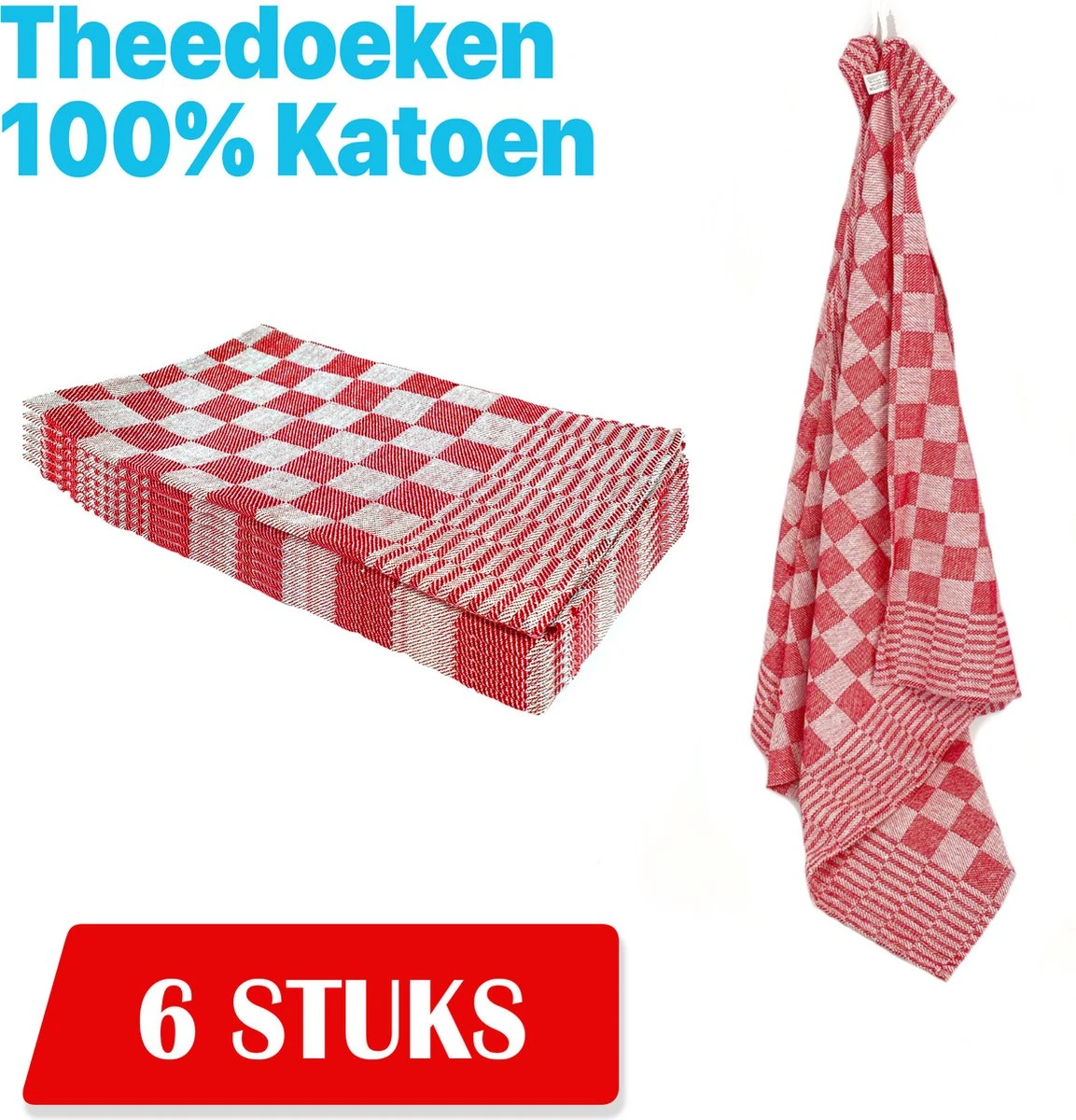 Theedoekenset - Glazendoeken - Blok Rood - 65x65 - Set Van 6 - Geblokt - Blokdoeken - 100% Katoen - Horeca Theedoeken - Horeca - Glazendoeken 1 Theedoekenset - Glazendoeken - Blok Rood - 65x65 - Set Van 6 - Geblokt - Blokdoeken - 100% Katoen - Horeca Theedoeken - Horeca - Glazendoeken