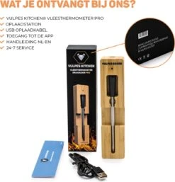 Vulpes Kitchen® Vleesthermometer Pro - Draadloos - Bluetooth & App - 2 In 1 Oventhermometer - RVS & Fast Charger - 30 Meter -Merkloos Verkoopwinkel 1153x1200 4