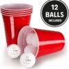 VIVALOO Bierspel – Drankspel - Set Van 100 Plastic Bekers En 12 Beer Pong Ballen – Feest Wegwerpbekers – Rood - 455 Ml