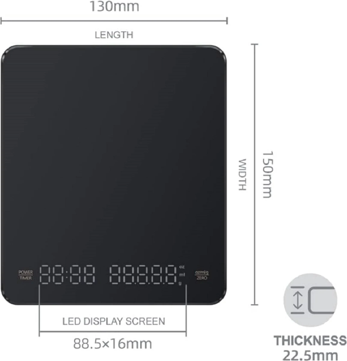 Imtex Koffie Weegschaal - Huishoudelijke Keukenweegschaal - Usb Rechargeable - Led Hidden Screen - Elektronische Weegschaal Met Hoge Temperatuurbestendige Timing - 0.1g Tot 3kg - Zwart 2 Imtex Koffie Weegschaal - Huishoudelijke Keukenweegschaal - Usb Rechargeable - Led Hidden Screen - Elektronische Weegschaal Met Hoge Temperatuurbestendige Timing - 0.1g Tot 3kg - Zwart - Afbeelding 2