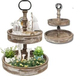 Pazzo Goods - Etagere - 2 Laags - Landelijk - Houten Etagere -