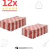 Theedoeken - Horeca Kwaliteit - Katoenenen Theedoeken Set - 12 X - Rood Wit - Ophang Lus