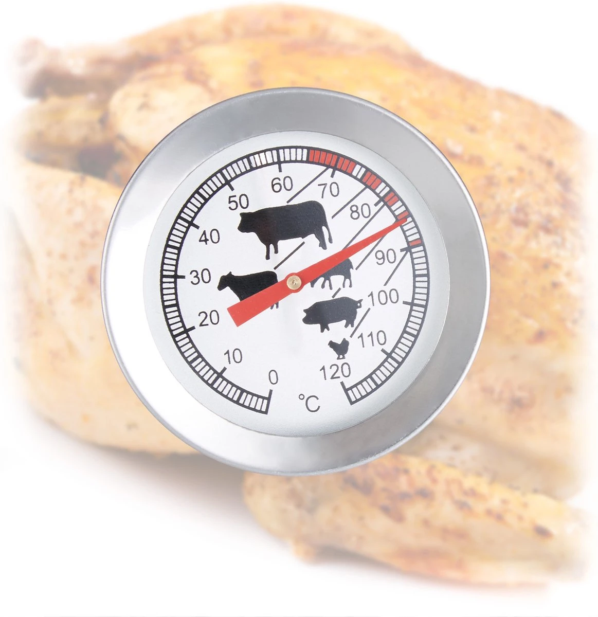 Relaxdays Vleesthermometer Analoog - Bbq Thermometer Rvs - Braadthermometer 20 Cm Barbecue 4 Relaxdays Vleesthermometer Analoog - Bbq Thermometer Rvs - Braadthermometer 20 Cm Barbecue - Afbeelding 4