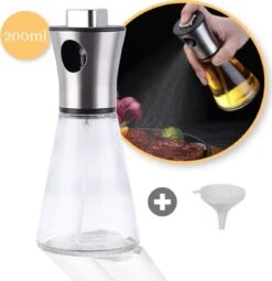 Olijfolie Sprayer – Olijfolie Verstuiver – Olijfolie Spray – Oliespray – Navulbaar – Inclusief Passende Trechter – 200ml
