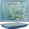 Laptray, Schootkussen, Schoottafel, Laptoptafel, Dienblad Met Kussen Amandelbloesem - Blauw - 44x33x6 Cm
