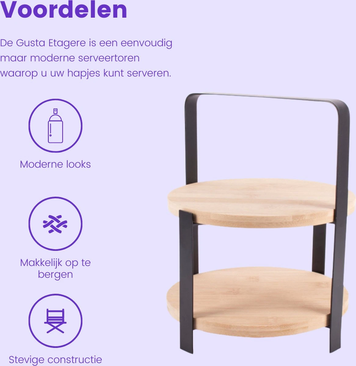 Gusta - Etagere - Serveertoren - 2 Laags - ø21,5x26,5cm 2 Gusta - Etagere - Serveertoren - 2 Laags - ø21,5x26,5cm - Afbeelding 2