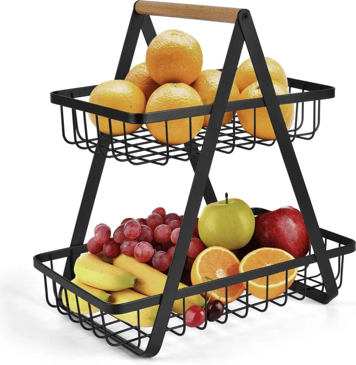 Fruitschaal Etagere 2 Lagen Voor Keuken - Large - 30x18x32 - Fruitmand Zwart Metaal - Keuken Organizer - Industrieel 1 Fruitschaal Etagere 2 Lagen Voor Keuken - Large - 30x18x32 - Fruitmand Zwart Metaal - Keuken Organizer - Industrieel