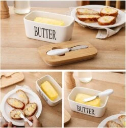 KitchenMonster® Botervloot Met Botermes - 600 Ml Botervlootje Vershouddoos Van Porselein En Bamboe - Botervloot Met Deksel Wit 9 KitchenMonster® Botervloot Met Botermes - 600 Ml Botervlootje Vershouddoos Van Porselein En Bamboe - Botervloot Met Deksel Wit -Merkloos Verkoopwinkel 1175x1200 9