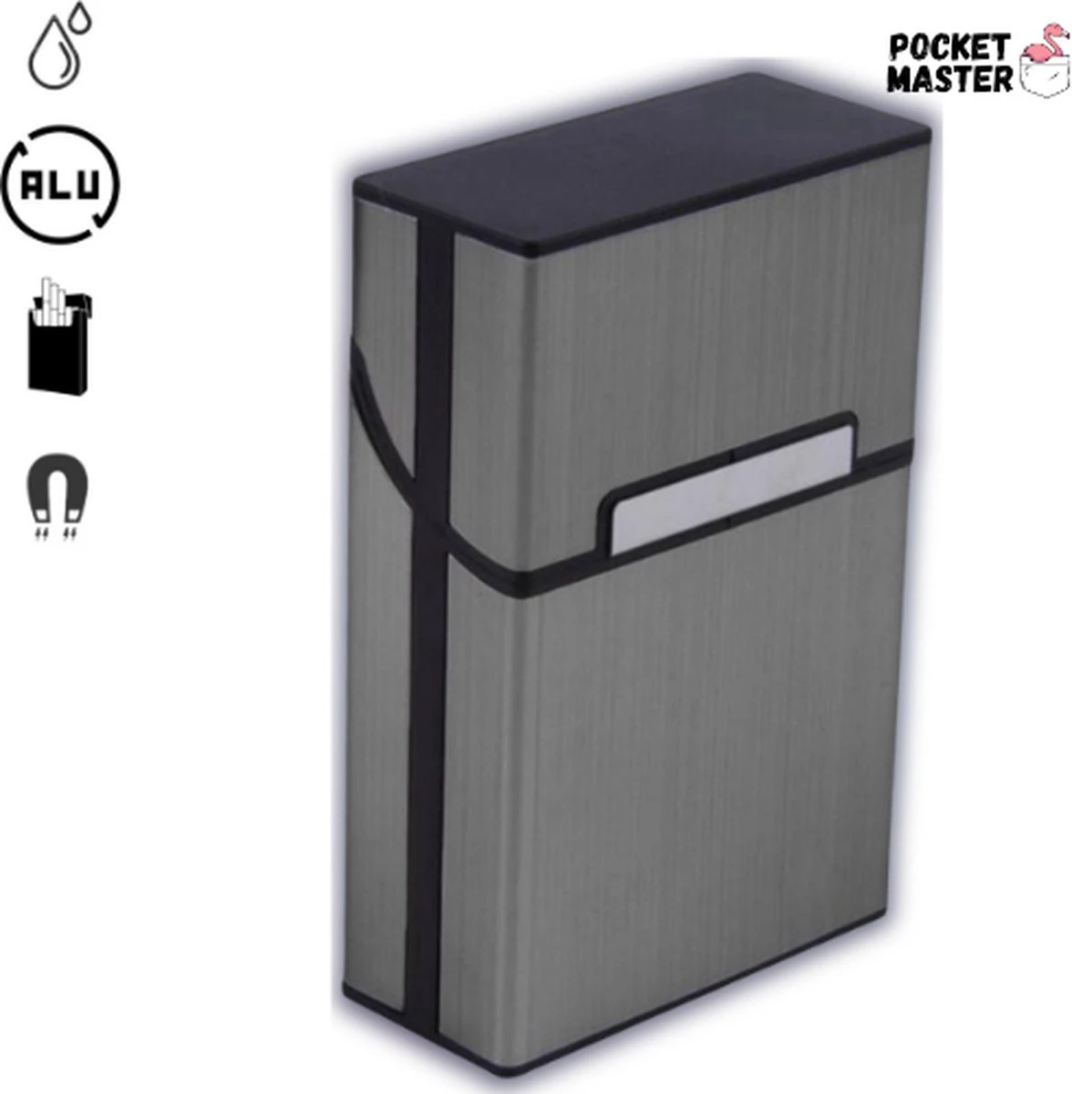 PocketMaster® Sigaretten Doosje - Zwart - Aluminium - Sigaretten Houder/Hoesje - Weerbestendig - Stevig En Luxe Opbergdoosje 1 PocketMaster® Sigaretten Doosje - Zwart - Aluminium - Sigaretten Houder/Hoesje - Weerbestendig - Stevig En Luxe Opbergdoosje